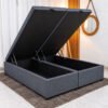 Base Box Baú Casal Bipartido Confort Linhão Petróleo Blindado 138x188x45 cm - Issacar