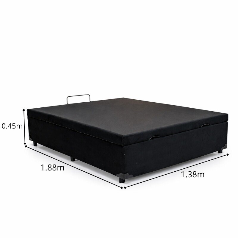 Colchão Casal Ortopédico Classic Supreme Lestespuma + Base Box Baú Casal Confort Sued Preto Blindado Issacar - 138x188x64 - Imagem 8