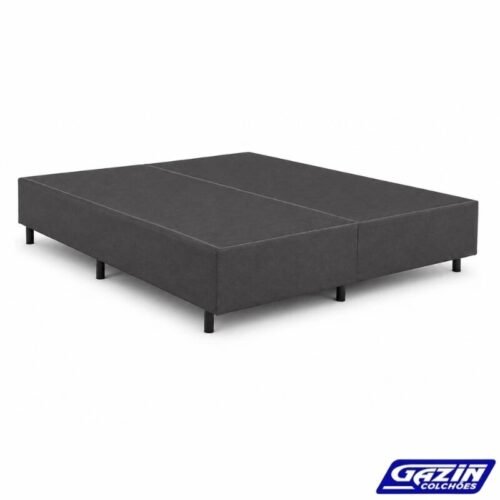 Base Box Queen Bipartido Linho Grafite 158x198x40 cm - Gazin