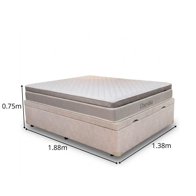 Colchão Casal Espuma Viscoelástica Uberaba ColchoMinas + Base Box Baú Casal Confort Linhão Palha Blindado Issacar - 138x188x75 - Imagem 2