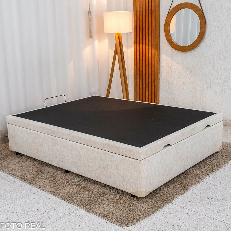 Colchão Casal Espuma Viscoelástica Uberaba ColchoMinas + Base Box Baú Casal Confort Linhão Palha Blindado Issacar - 138x188x75 - Imagem 4