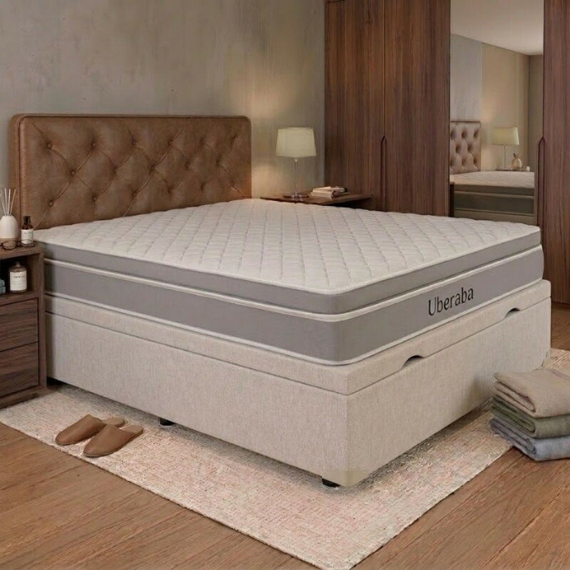 Colchão Casal Espuma Viscoelástica Uberaba ColchoMinas + Base Box Baú Casal Confort Linhão Palha Blindado Issacar - 138x188x75 - Imagem 9