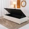 Base Box Baú Solteiro Confort Linho Palha Blindado 88x188x45 - Issacar