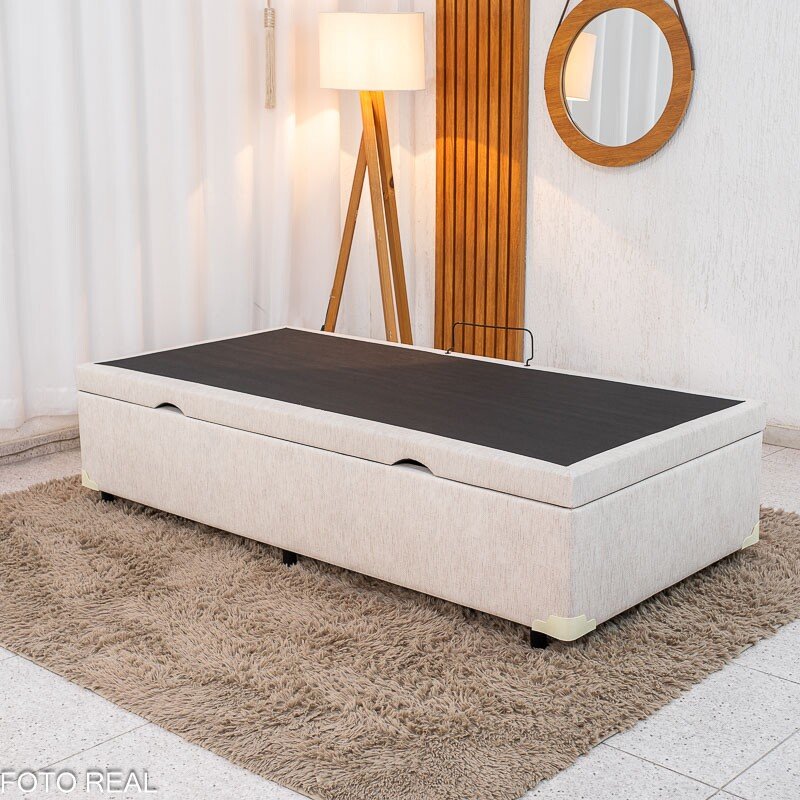 Base Box Baú Solteiro Confort Linho Palha Blindado 88x188x45 - Issacar - Imagem 2