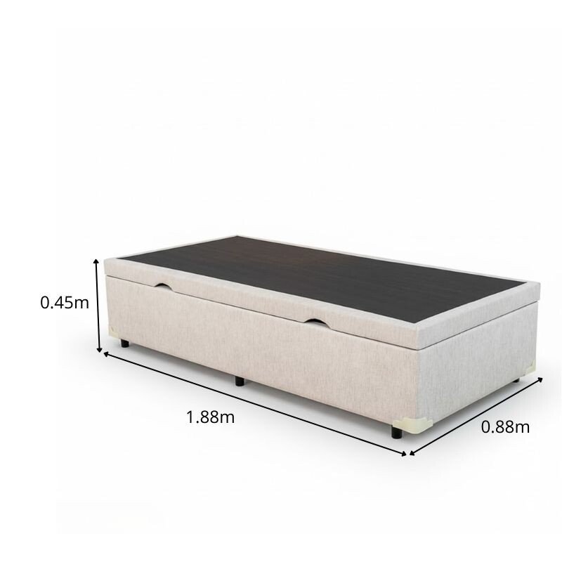 Base Box Baú Solteiro Confort Linho Palha Blindado 88x188x45 - Issacar - Imagem 3