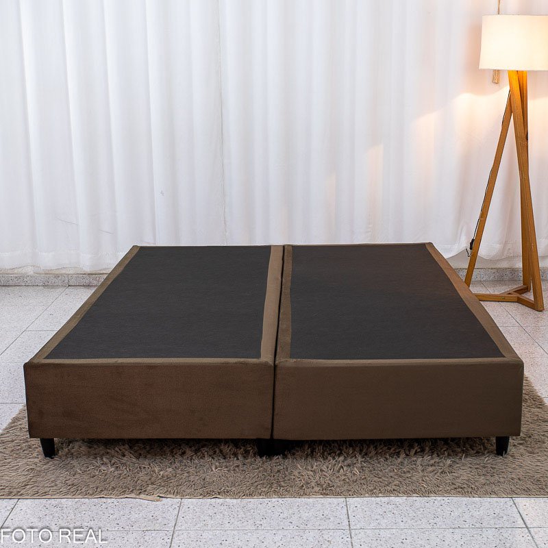 Base Box Queen Bipartida Sued Marrom 158x198x37 cm - Ortobel - Imagem 2