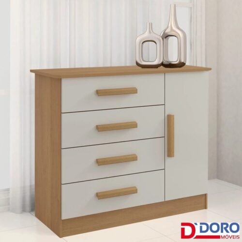 Cômoda 1,10m Firenze Cinamomo/Off 4 Gavetas e Sapateira - D Doro