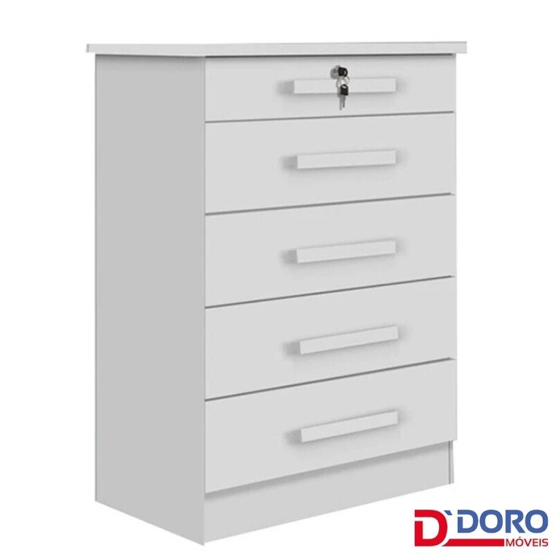 Cômoda 0,85m Ipanema Branco 5 Gavetas - D Doro