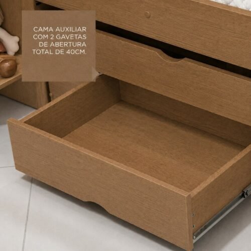 Alternative view of Cama Auxiliar Solteiro Box Plus Castanho com 2 Gavetas 100% MDF - D Doro