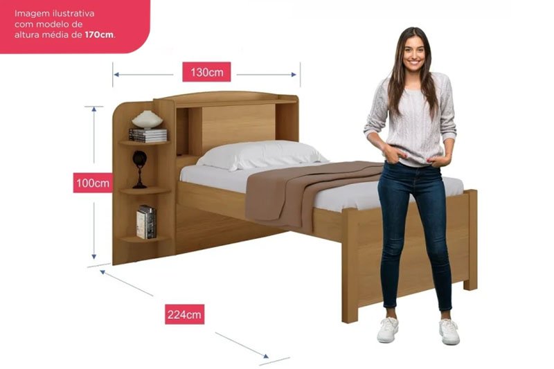Cama Solteiro Milênio Cinamamo Cabeceira com Baú + Cama Auxiliar Box Plus Cinamamo 2 Gavetas - D Doro - Imagem 11