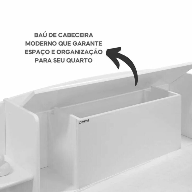 Cama Solteiro Milênio Castanho 1,30m Cabeceira com Baú 100% MDF - D Doro - Imagem 7