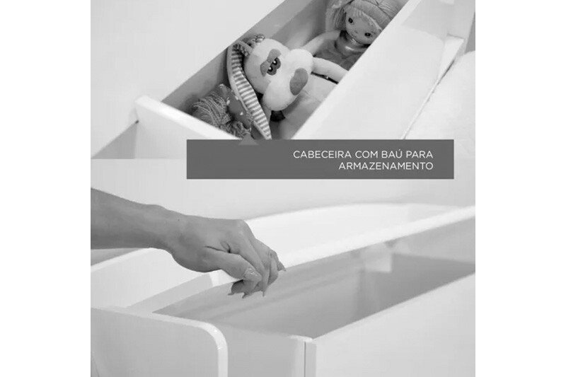 Cama Solteiro Milênio Cinamamo Cabeceira com Baú + Cama Auxiliar Box Plus Cinamamo 2 Gavetas - D Doro - Imagem 6