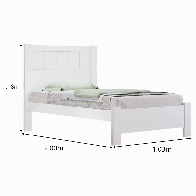 Cama Solteiro Primícia Branco 1,03m 100% MDF - D Doro - Imagem 2