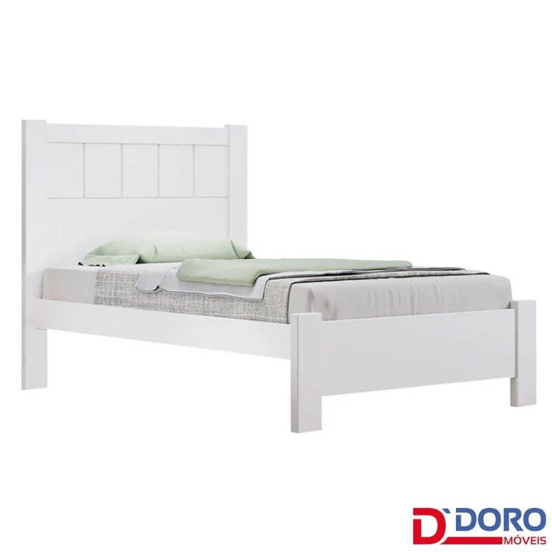 Cama Solteiro Primícia Branco 1,03m 100% MDF - D Doro