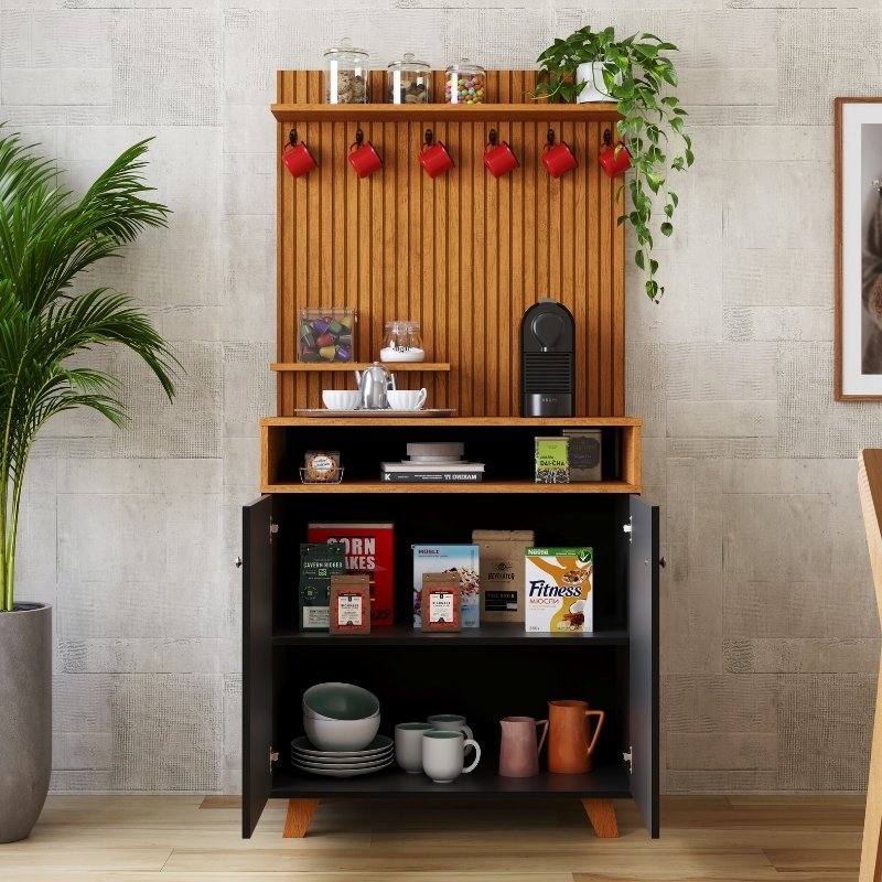 Cantinho do Café Star Preto/Nature C/Detalhe Ripado em Impressão 3D - JA Móveis - Imagem 2