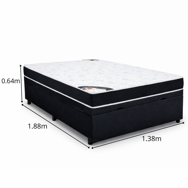 Colchão Casal Ortopédico Classic Supreme Lestespuma + Base Box Baú Casal Confort Sued Preto Blindado Issacar - 138x188x64 - Imagem 6