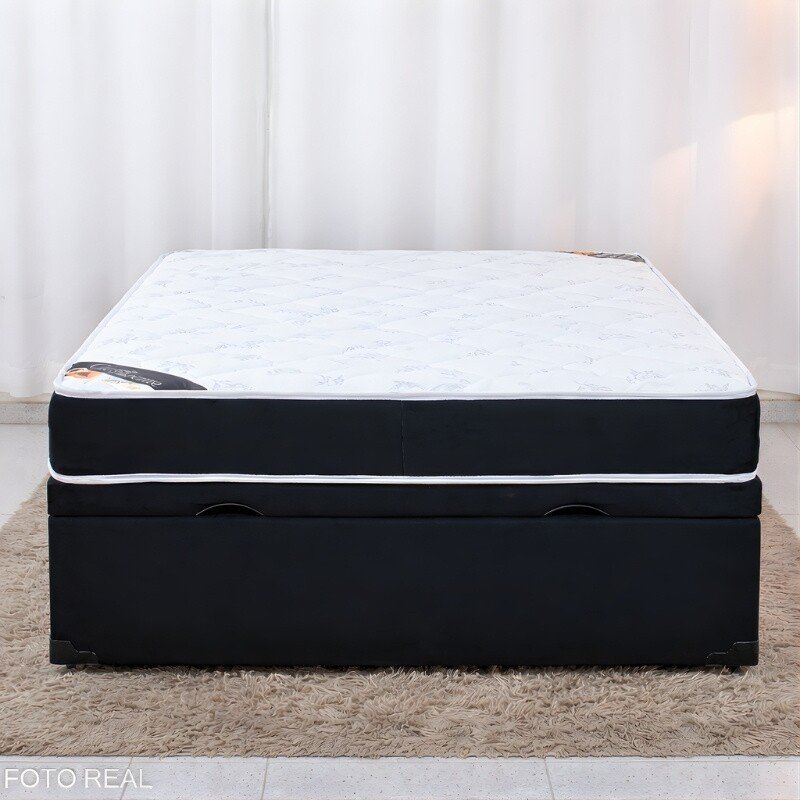 Colchão Casal Ortopédico Classic Supreme Lestespuma + Base Box Baú Casal Confort Sued Preto Blindado Issacar - 138x188x64 - Imagem 3