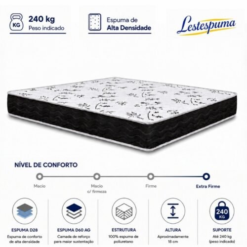 Alternative view of Colchão Casal Espuma Extra Firme Lestespuma 138x188x18 cm | Suporta até 240kg