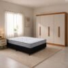 Guarda-roupa Roma 1.77m Cinamomo/Off 6 Portas 2 Gavetas Sallêto + Unibox Casal Supreme Ortopédico 138x188x53 Gazin | Suporta até 220kg