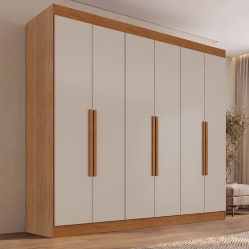 Alternative view of Guarda-roupa Roma 1.77m Cinamomo/Off 6 Portas 2 Gavetas Sallêto + Unibox Casal Supreme Ortopédico 138x188x53 Gazin | Suporta até 220kg