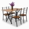 Conjunto Paraty C/4 Cad. Assento Jambo ( Marrom) Base Cabo Frio Preto Fosco 120×75 Tampo Madeirado - Teixeira