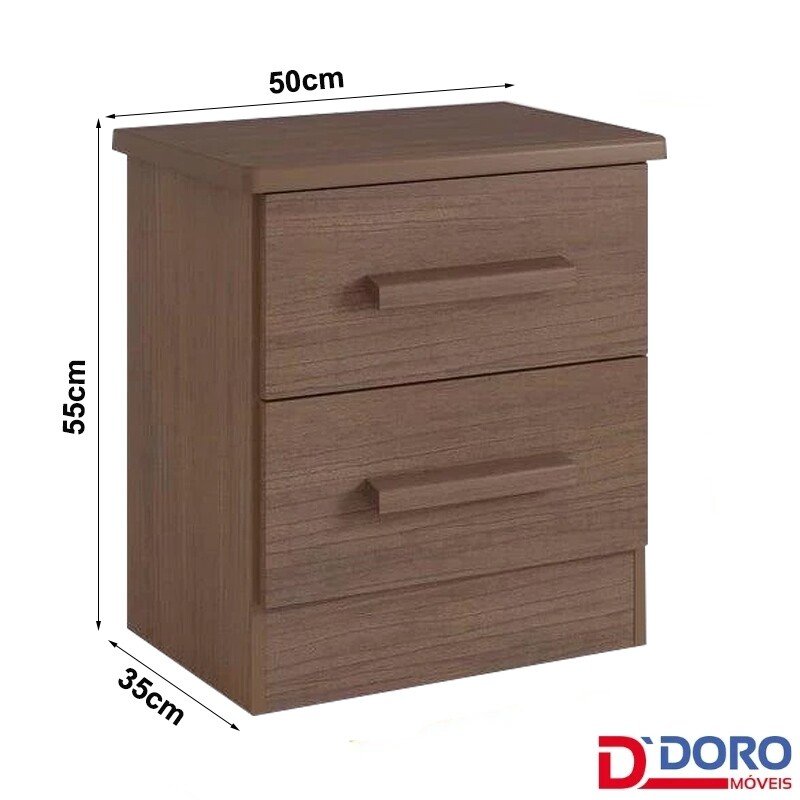 Criado mudo New Athos Castanho com 2 Gavetas - D Doro - Imagem 2