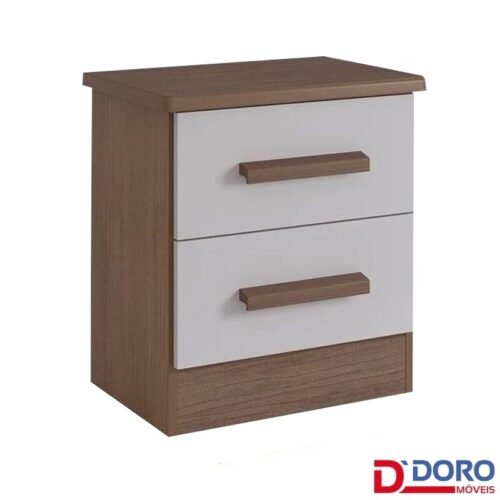 Criado mudo New Athos Castanho/Off com 2 Gavetas - D Doro