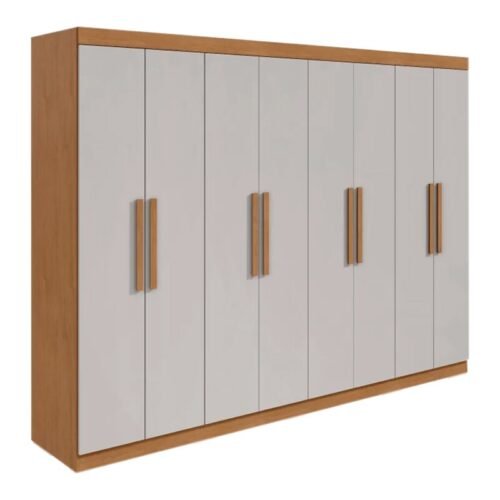 Guarda-roupa Casal 2,36m Andara Soft Amêndoa/Off 8 Portas 4 Gavetas - Lopas
