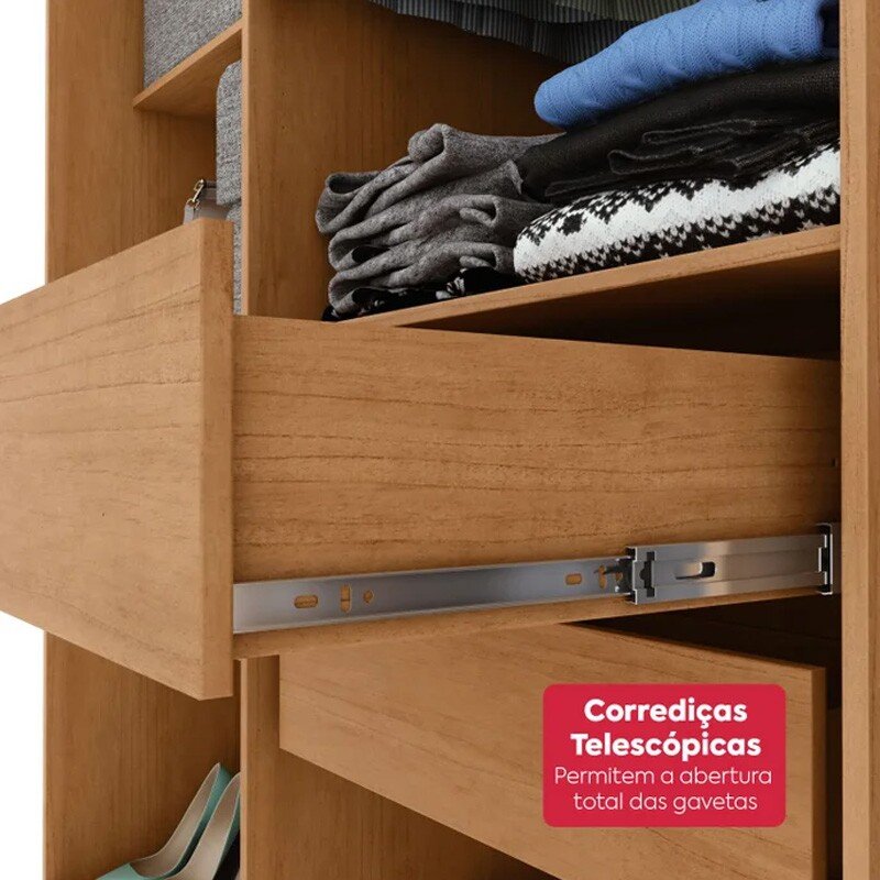 Guarda-roupa Casal 2,36m Andara Soft Amêndoa/Off 8 Portas 4 Gavetas - Lopas - Imagem 6