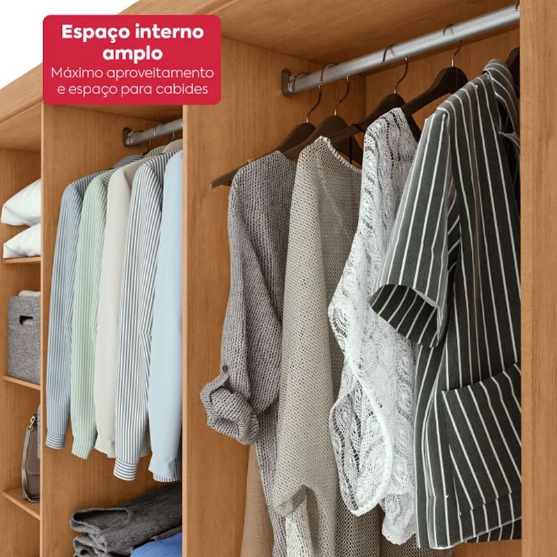 Guarda-roupa Casal 2,36m Andara Soft Amêndoa/Off 8 Portas 4 Gavetas - Lopas - Imagem 7