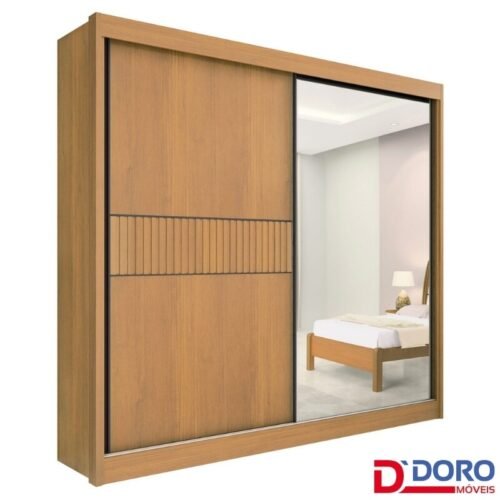 Alternative view of Guarda-roupa Casal 2,20m Titanium Cinamomo/Off Ripado 2 Portas 6 Gavetas 100% MDF - D Doro