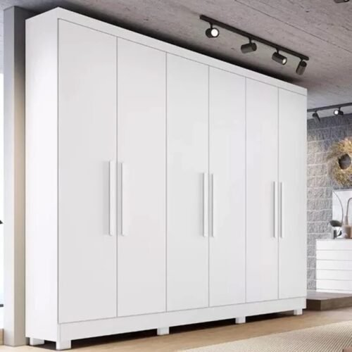 Alternative view of Combo - Guarda-roupa Sergipe Branco 6 Pts C/ Pés 100% MDF Larg. 1.80m - Bianchi + Unibox Solteiro Rondoconfort Ortopédico D33 Selada - Rondomóveis