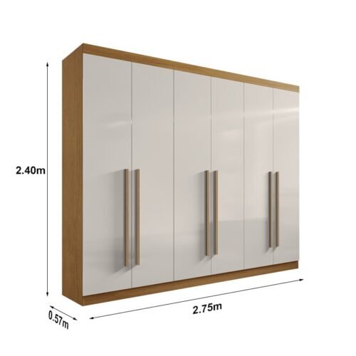 Alternative view of Guarda-roupa Casal 2,75m Da Vinci Plus Cinamomo/Off 6 Portas 6 Gavetas 100% MDF - D Doro