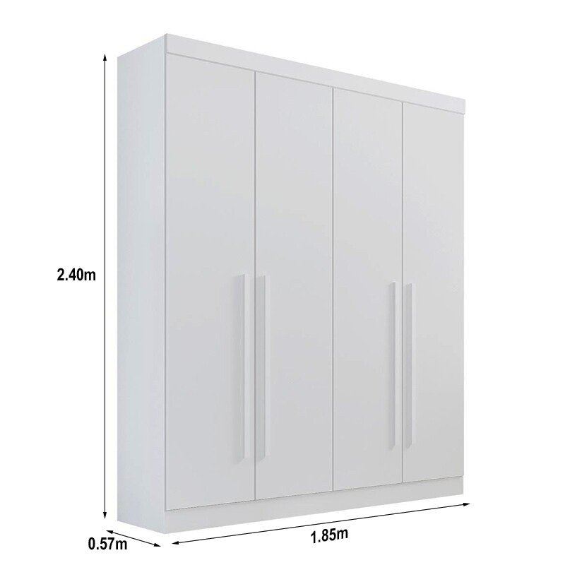 Guarda-roupa Casal 1,85m Da Vinci Plus Branco 4 Portas 3 Gavetas 100% MDF - D Doro - Imagem 4