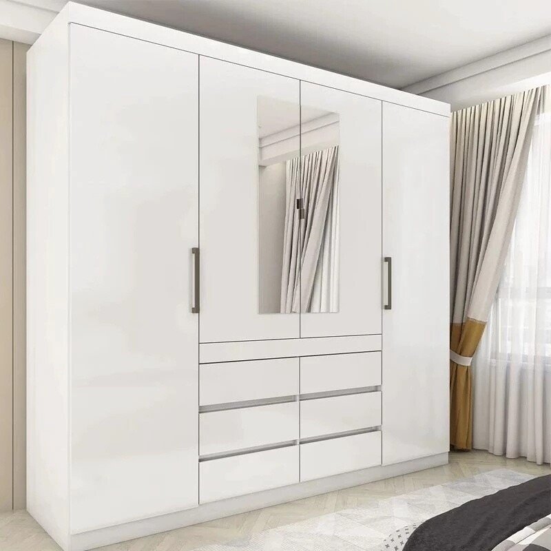 Guarda-roupa Casal 2,00m Império Branco 4 Portas 6 Gavetas com Espelho - Carioca - Imagem 5