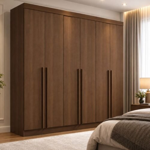 Guarda-roupa Casal 2,20m Milano Castanho 6 Portas 8 Gavetas 100% MDF - D Doro