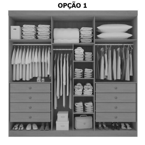 Alternative view of Guarda-roupa Casal 2,20m Milano Castanho 6 Portas 8 Gavetas 100% MDF - D Doro