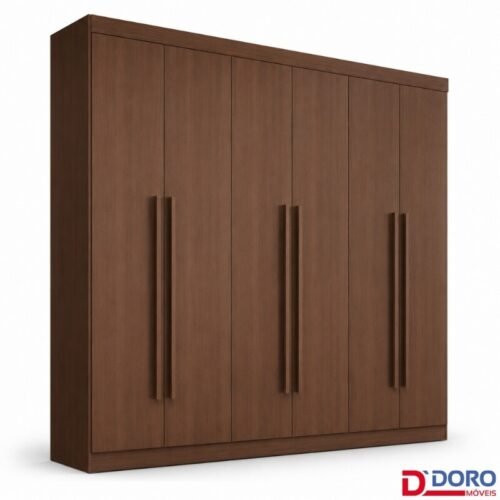 Guarda-roupa Casal 2,32m Monte Carlo Castanho 6 Portas 6 Gavetas 100% MDF - D Doro
