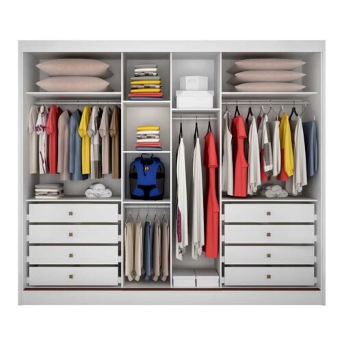 Alternative view of Guarda-roupa Casal 2,73m Sollo Plus Branco 3 Portas 8 Gavetas 100% MDF com 1 Espelho - Novo Horizonte