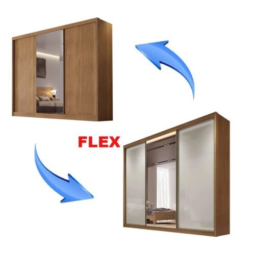 Guarda-roupa Casal 2,73m Sollo Plus Cumaru/Fendi 3 Portas 8 Gavetas 100% MDF com 1 Espelho - Novo Horizonte