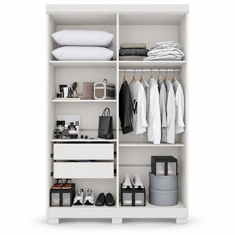 Guarda-roupa Solteiro 1,21m Recife Branco 4 Portas 2 Gavetas com Pés - Sallêto - Imagem 2