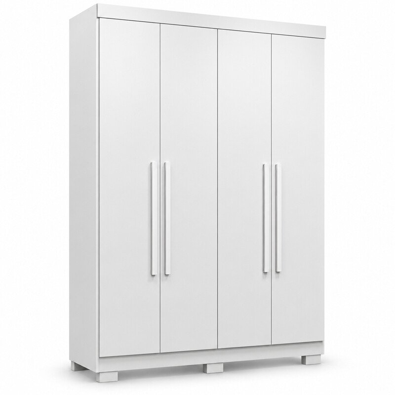 Guarda-roupa Solteiro 1,21m Recife Branco 4 Portas 2 Gavetas com Pés - Sallêto - Imagem 5