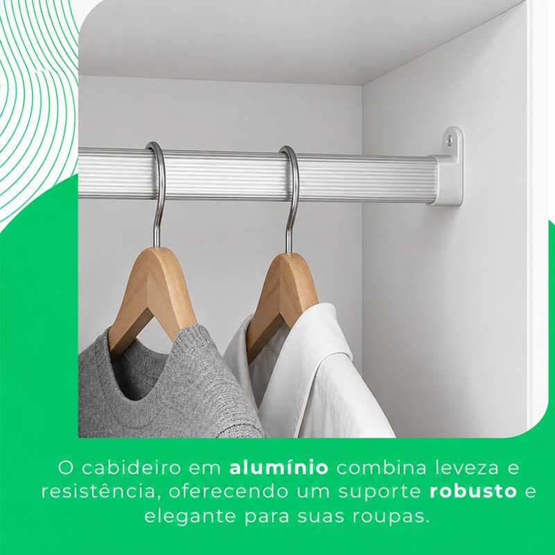 Guarda-roupa Solteiro 1,21m Recife Branco 4 Portas 2 Gavetas com Pés - Sallêto - Imagem 9