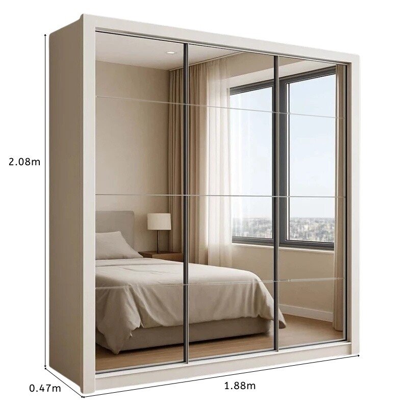 Guarda-roupa Casal 1,88m Veneza Premium Branco 3 Portas 4 Gavetas com 3 Espelhos - Carioca - Imagem 3