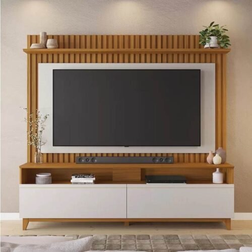 Home 1,83m NT 1340 Freijó/Off com Detalhe Ripado para TV até 65" - Notável