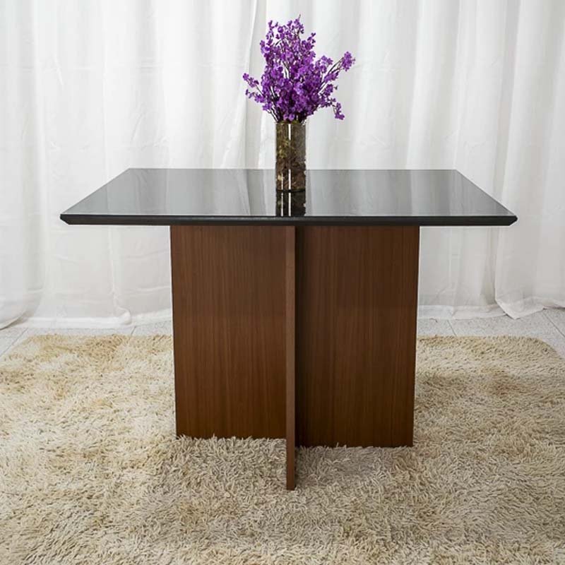 Base Mesa de Jantar Helo 120x90 Vidro Preto Base Mel - Poliman - Imagem 4