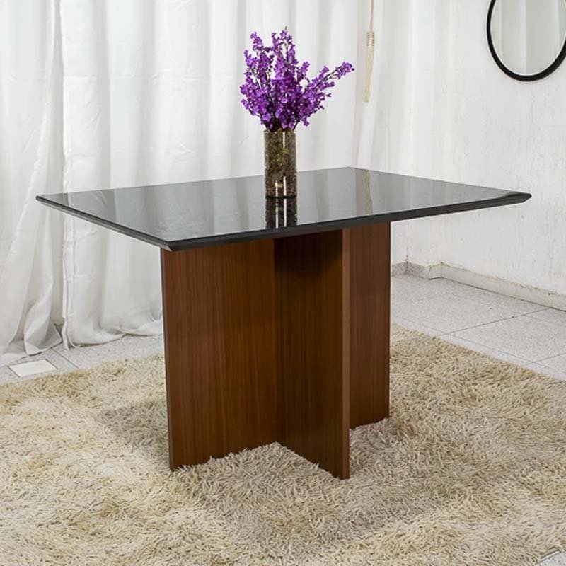 Base Mesa de Jantar Helo 120x90 Vidro Preto Base Mel - Poliman - Imagem 3