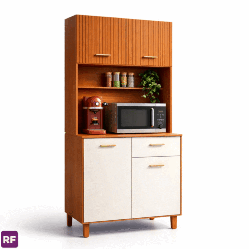 Kit de Cozinha 0,90m New Izis Freijó/Ripado 3D Off Acetinado - Poliman