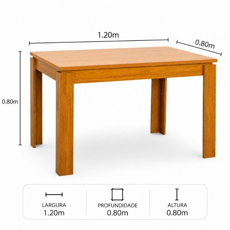 Base Mesa de Jantar Athenas 120x80 Amêndoa Clean - Lopas - Imagem 3