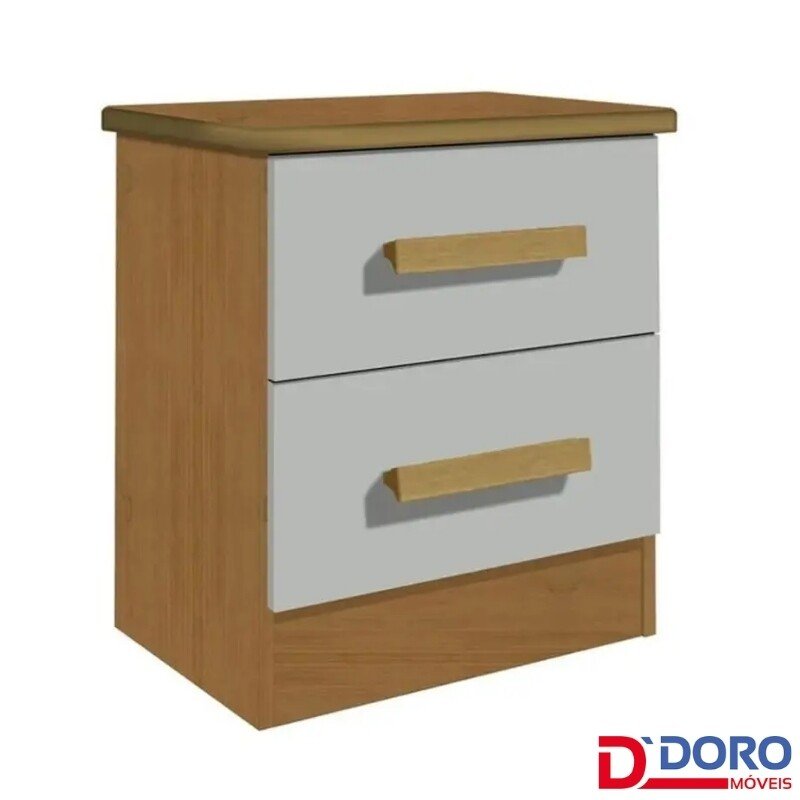 Criado mudo New Athos Cinamomo/Of com 2 Gavetas - D Doro